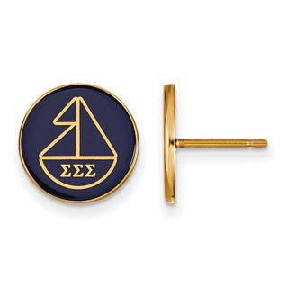 Sterling Silver Gold-plated LogoArt Sigma Sigma Sigma Sorority Symbol Color Enamel Post Earrings GP046SSS