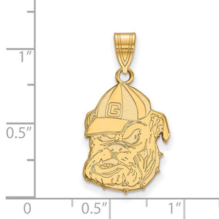 Sterling Silver Gold-plated LogoArt University of Georgia Bulldog Large Pendant GP046UGA
