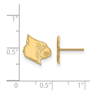 Sterling Silver Gold-plated LogoArt University of Louisville Cardinal Small Post Earrings