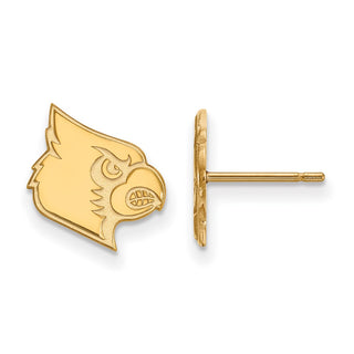 Sterling Silver Gold-plated LogoArt University of Louisville Cardinal Small Post Earrings