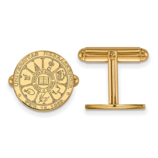 Sterling Silver Gold-plated LogoArt University of Nebraska Crest Cuff Links