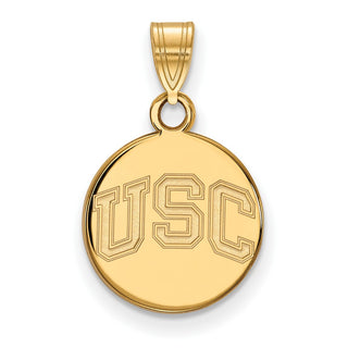 14k Gold LogoArt University of Southern California U-S-C Small Disc Pendant