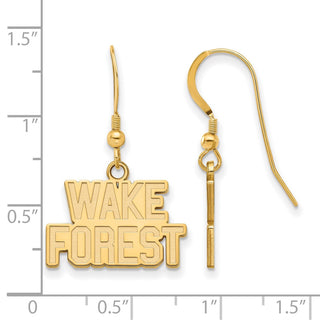 Sterling Silver Gold-plated LogoArt Wake Forest University W-F Small Dangle Wire Earrings GP046WFU