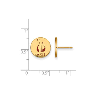 Sterling Silver Gold-plated LogoArt Alpha Chi Omega Sorority Symbol Color Enamel Post Earrings GP047ACO