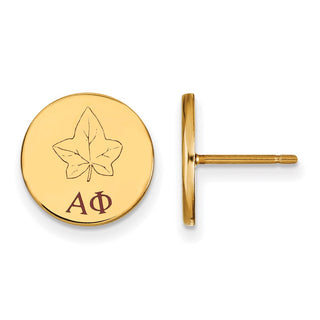 Sterling Silver Gold-plated LogoArt Alpha Phi Sorority Symbol Color Enamel Post Earrings GP047APH