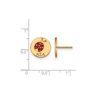 Sterling Silver Gold-plated LogoArt Alpha Sigma Alpha Sorority Symbol Color Enamel Post Earrings GP047ASI