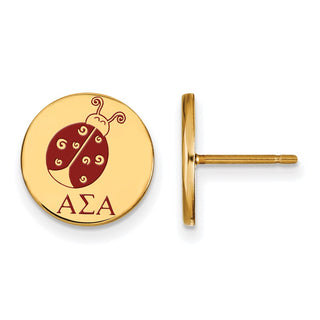 Sterling Silver Gold-plated LogoArt Alpha Sigma Alpha Sorority Symbol Color Enamel Post Earrings GP047ASI
