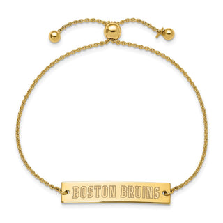 Sterling Silver Gold-plated NHL LogoArt Boston Bruins Small Bar Adjustable 9 inch Bracelet