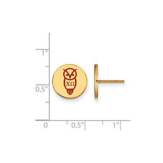Sterling Silver Gold-plated LogoArt Chi Omega Sorority Symbol Color Enamel Post Earrings GP047CHO