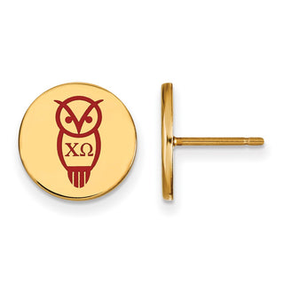 Sterling Silver Gold-plated LogoArt Chi Omega Sorority Symbol Color Enamel Post Earrings GP047CHO