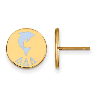 Sterling Silver Gold-plated LogoArt Delta Delta Delta Sorority Symbol Color Enamel Post Earrings GP047DDD