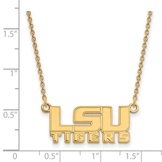 14k Gold LogoArt Louisiana State University L-S-U Tigers Small Pendant 18 inch Necklace