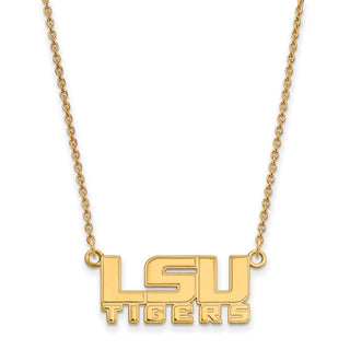 10k Gold LogoArt Louisiana State University L-S-U Tigers Small Pendant 18 inch Necklace