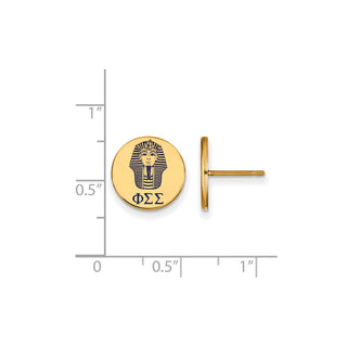Sterling Silver Gold-plated LogoArt Phi Sigma Sigma Sorority Symbol Color Enamel Post Earrings GP047PSS