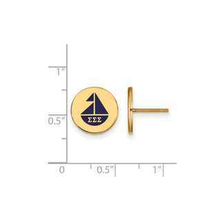 Sterling Silver Gold-plated LogoArt Sigma Sigma Sigma Sorority Symbol Color Enamel Post Earrings GP047SSS