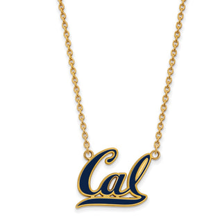 Sterling Silver Gold-plated LogoArt University of California Berkeley Large Enameled Pendant 18 inch Necklace
