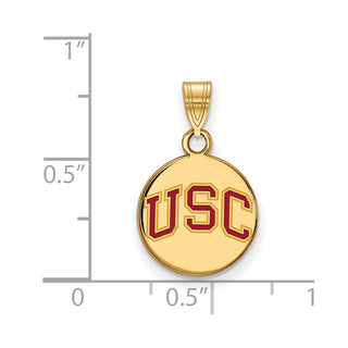 Sterling Silver Gold-plated LogoArt University of Southern California U-S-C Small Enameled Disc Pendant