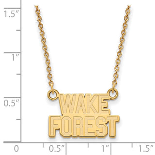 Sterling Silver Gold-plated LogoArt Wake Forest University W-F Deacon Small Pendant 18 inch Necklace