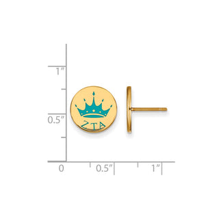 Sterling Silver Gold-plated LogoArt Zeta Tau Alpha Sorority Symbol Color Enamel Post Earrings GP047ZTA