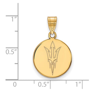 10k Gold LogoArt Arizona State University Pitchfork Medium Disc Pendant
