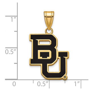 Sterling Silver Gold-plated LogoArt Baylor University Bears Large Enameled Pendant