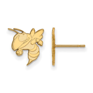 Sterling Silver Gold-plated LogoArt Georgia Institute of Technology Yellow Jacket Small Post Earrings