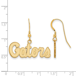 Sterling Silver Gold-plated LogoArt University of Florida Gators Script Small Dangle Wire Earrings