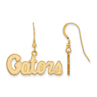Sterling Silver Gold-plated LogoArt University of Florida Gators Script Small Dangle Wire Earrings
