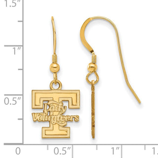 Sterling Silver Gold-plated LogoArt University of Tennessee Lady Volunteers Small Dangle Wire Earrings