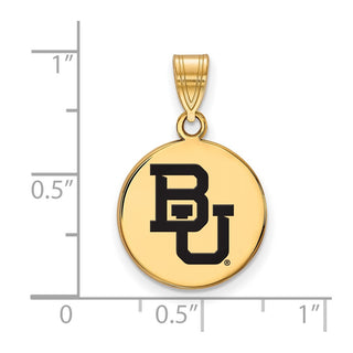 Sterling Silver Gold-plated LogoArt Baylor University Bears Medium Enameled Disc Pendant