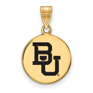 Sterling Silver Gold-plated LogoArt Baylor University Bears Medium Enameled Disc Pendant
