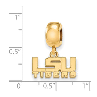 Sterling Silver Gold-plated LogoArt Louisiana State University L-S-U Tigers Extra Small Dangle Bead Charm