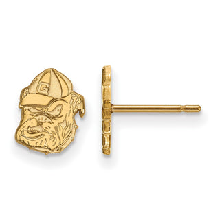 Sterling Silver Gold-plated LogoArt University of Georgia Bulldog Extra Small Post Earrings GP049UGA
