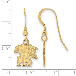 Sterling Silver Gold-plated LogoArt University of Kentucky U-K Wildcat Small Dangle Wire Earrings
