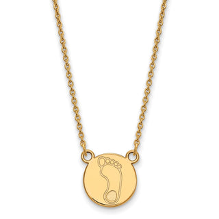 Sterling Silver Gold-plated LogoArt University of North Carolina Tar Heel Small Disc Pendant 18 inch Necklace
