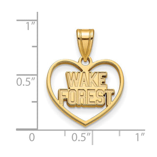 Sterling Silver Gold-plated LogoArt Wake Forest University W-F Deacon Heart Pendant