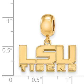 Sterling Silver Gold-plated LogoArt Louisiana State University L-S-U Tigers Small Dangle Bead Charm