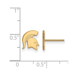 10k Gold LogoArt Michigan State University Spartan Extra Small Post Earrings