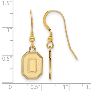 Sterling Silver Gold-plated LogoArt The Ohio State University Letter O Small Dangle Wire Earrings