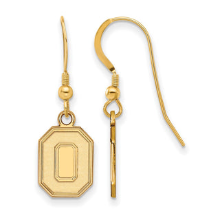 Sterling Silver Gold-plated LogoArt The Ohio State University Letter O Small Dangle Wire Earrings