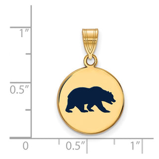 Sterling Silver Gold-plated LogoArt University of California Berkeley Bear Medium Enameled Disc Pendant