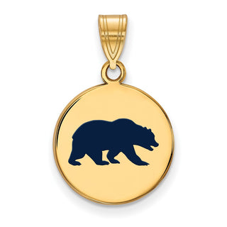 Sterling Silver Gold-plated LogoArt University of California Berkeley Bear Medium Enameled Disc Pendant