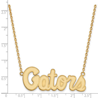 Sterling Silver Gold-plated LogoArt University of Florida Gators Script Large Pendant 18 inch Necklace