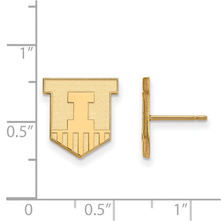 14k Gold LogoArt University of Illinois Victory Badge Small Post Earrings