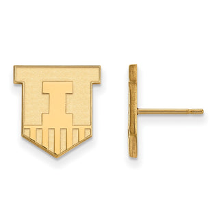 14k Gold LogoArt University of Illinois Victory Badge Small Post Earrings
