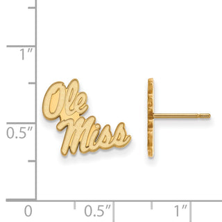 14k Gold LogoArt University of Mississippi Ole Miss Small Post Earrings