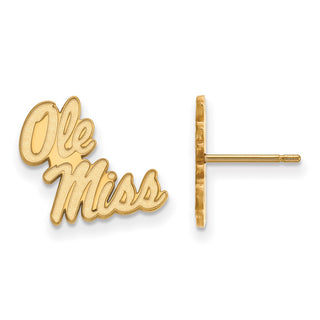 Sterling Silver Gold-plated LogoArt University of Mississippi Ole Miss Small Post Earrings