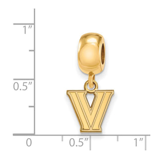 Sterling Silver Gold-plated LogoArt Villanova University Letter V Extra Small Dangle Bead Charm