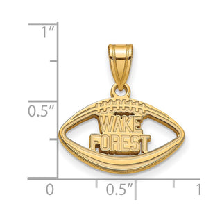 Sterling Silver Gold-plated LogoArt Wake Forest University W-F Deacon Football Pendant