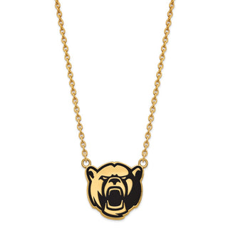 Sterling Silver Gold-plated LogoArt Baylor University Large Enameled Pendant 18 inch Necklace